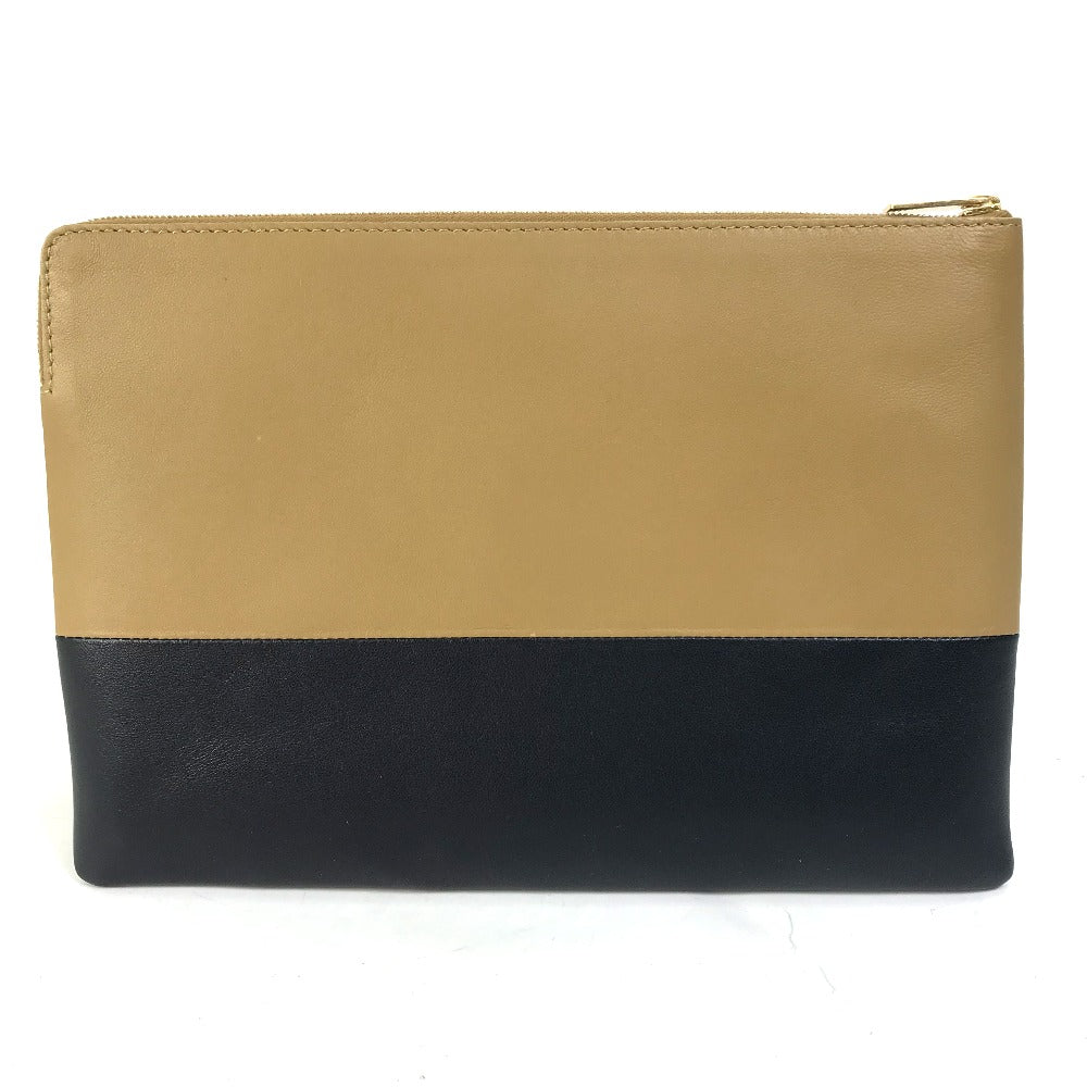 Clutch Bag Two Tone By Color Women Leather Brown
