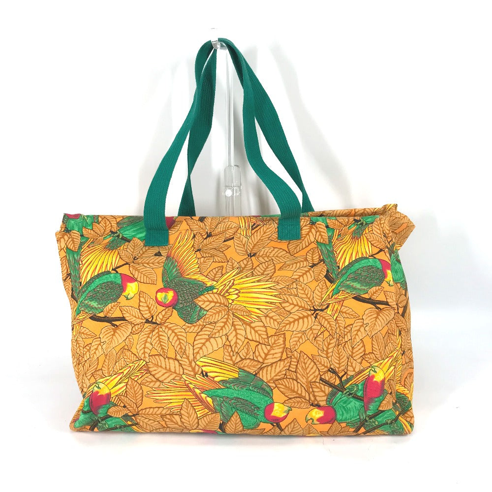 Tote Bag Orange Bird Motif Bird Pattern Canvas Large
