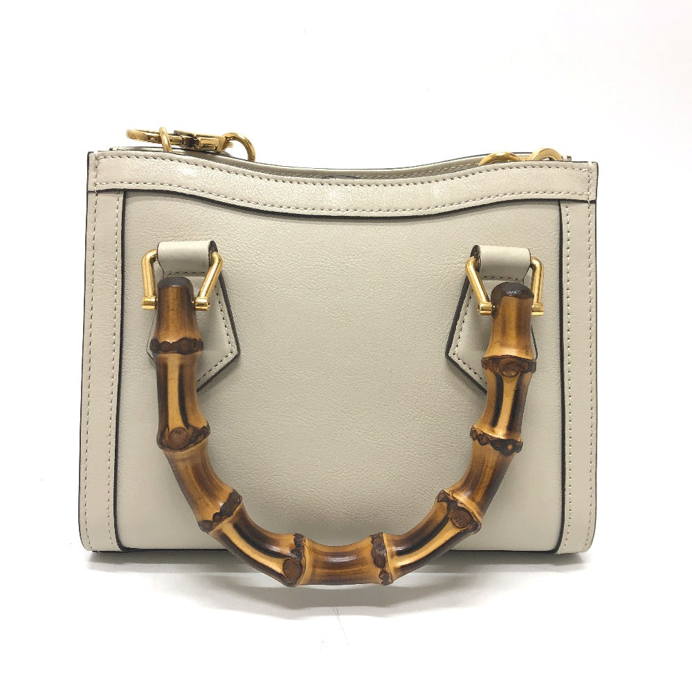 Gucci GG Marmont Diana Bamboo Leather White Shoulder Bag