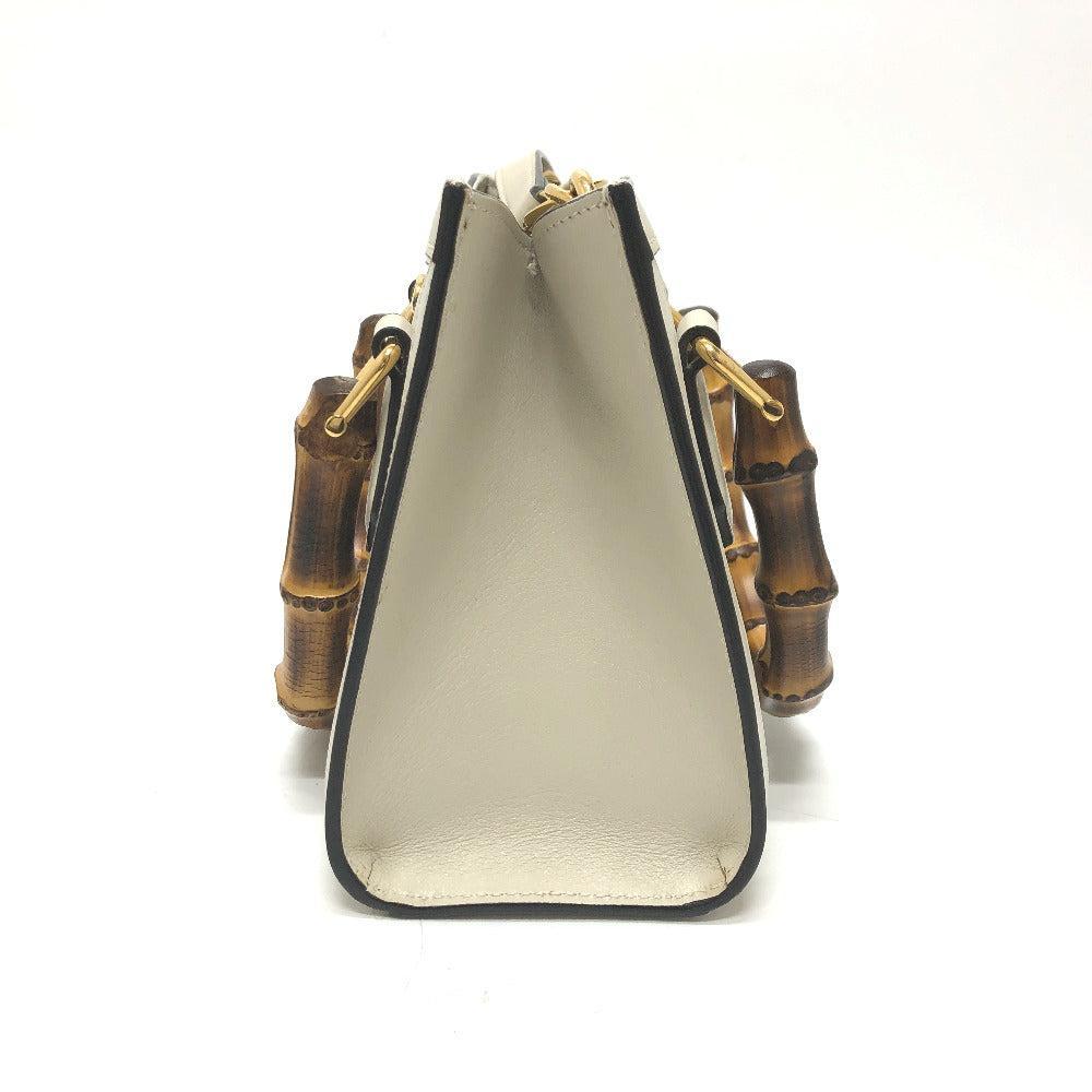 Gucci GG Marmont Diana Bamboo Leather White Shoulder Bag