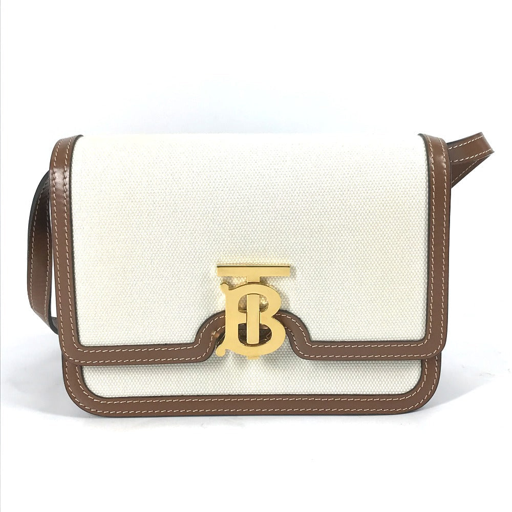 Burberry Shoulder Bag Bag 2Way Bag Clutch Bag Tb Leather Canvas Beige