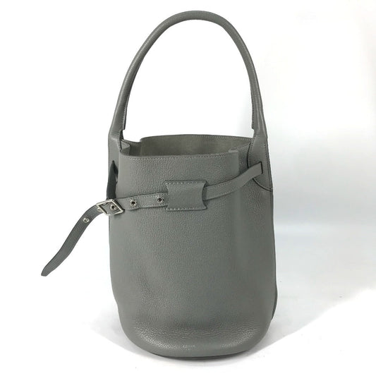 Gray Shoulder Bag With Pouch Big Bag Leather Bucket