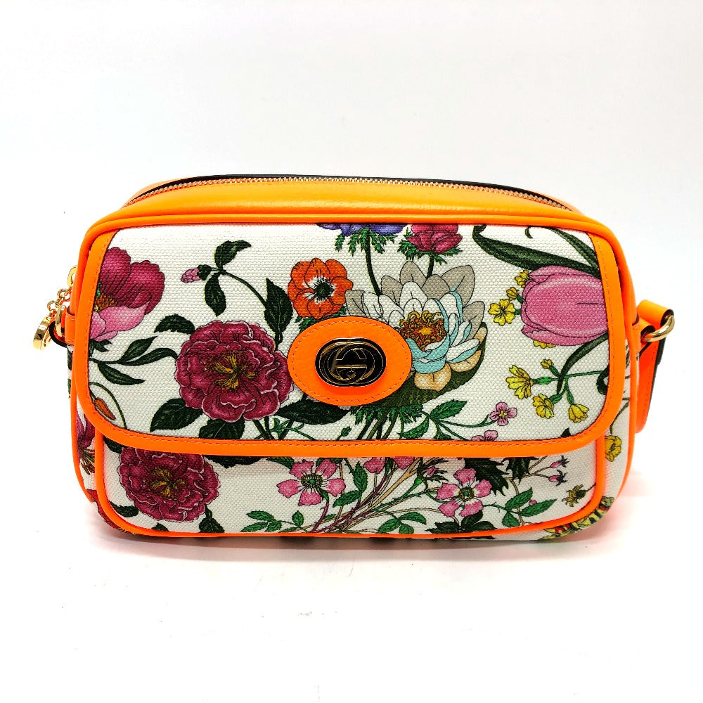 Gucci flora Leather Canvas Multicolor Shoulder Bag