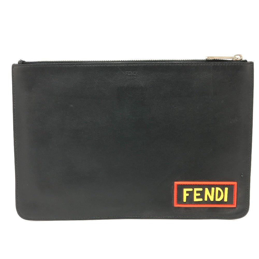 Fendi Clutch Bag 7N0078 Love Mens Leather Black