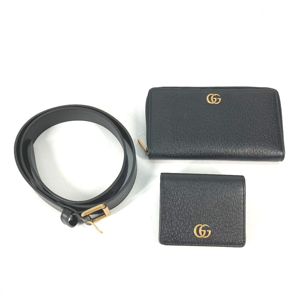 Gucci Long Wallet Purse Belt Waist Leather Black Accessory