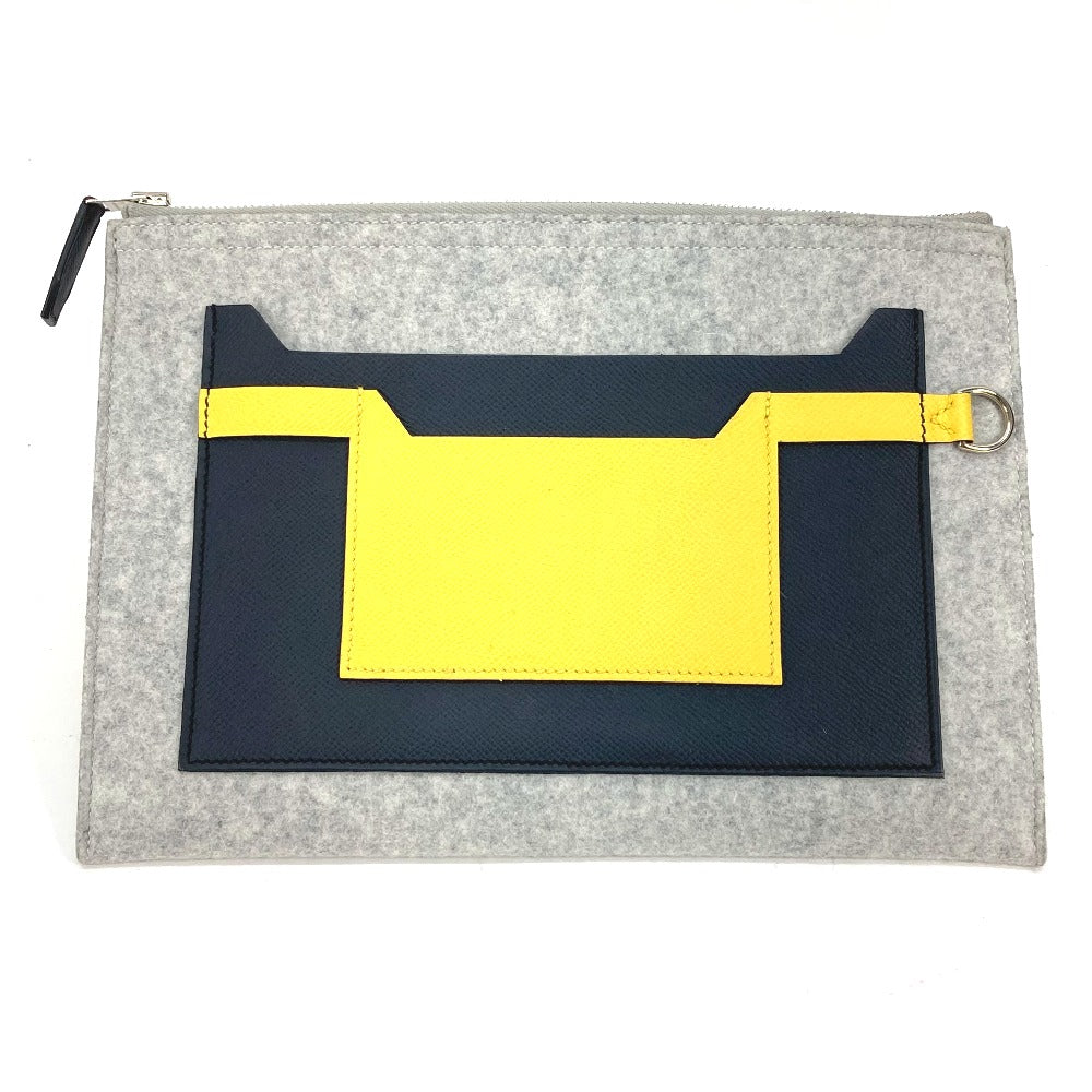Clutch Bag Felt Epsom Gray X Yellow