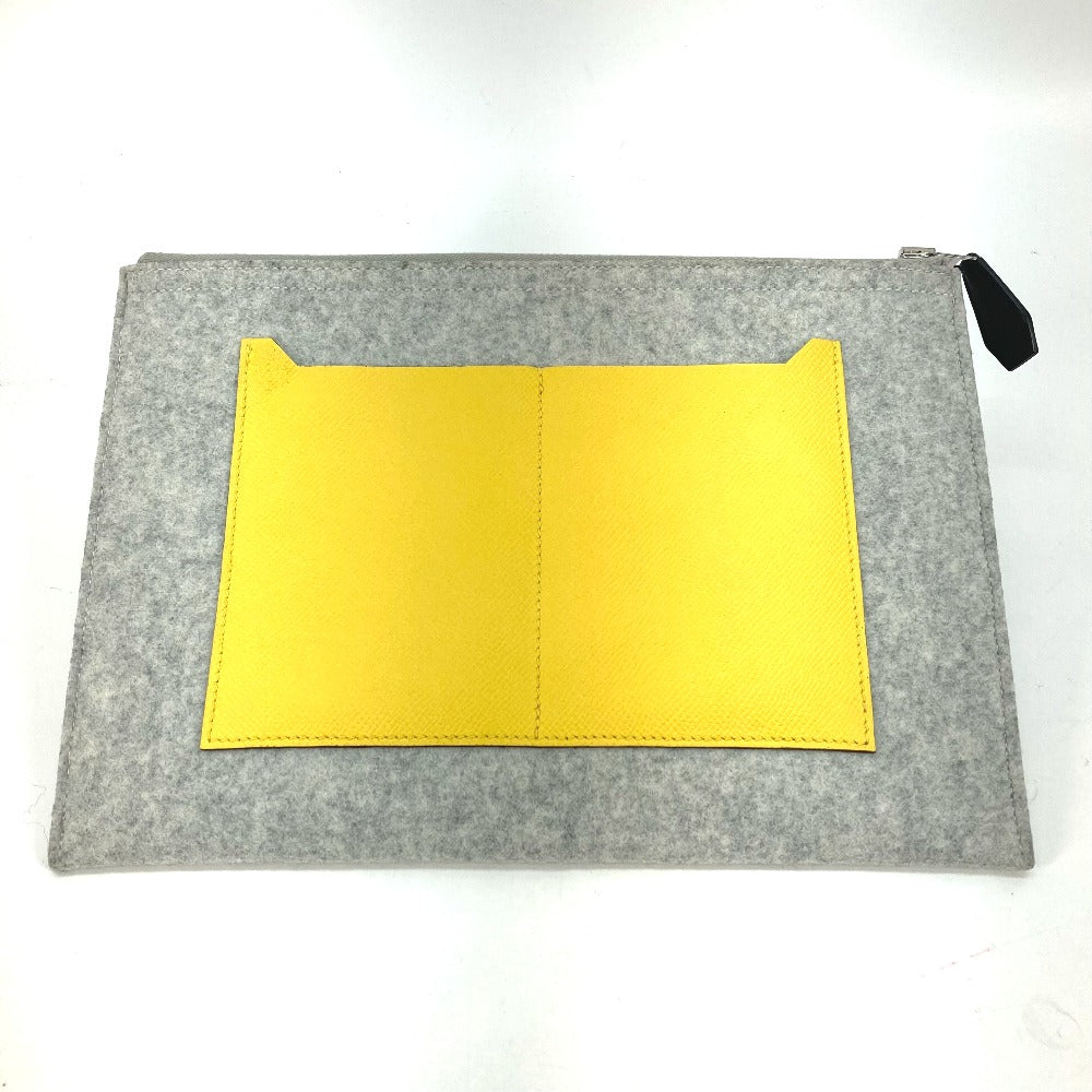 Clutch Bag Felt Epsom Gray X Yellow
