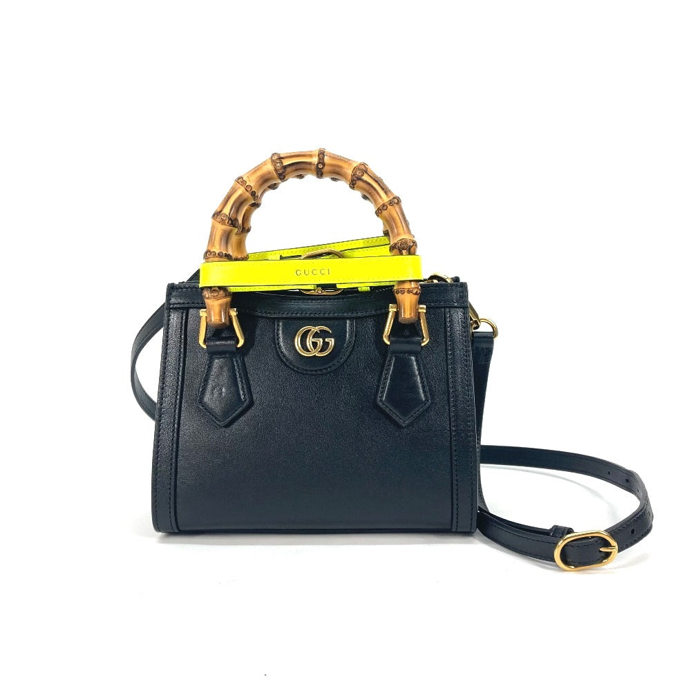 Gucci Neon color strap included Diana Leather Black Mini Tote Bag