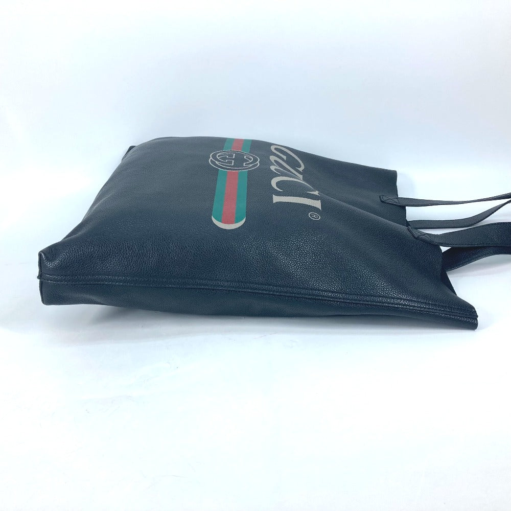 Gucci Sherry line print Leather Black Logo Tote Bag