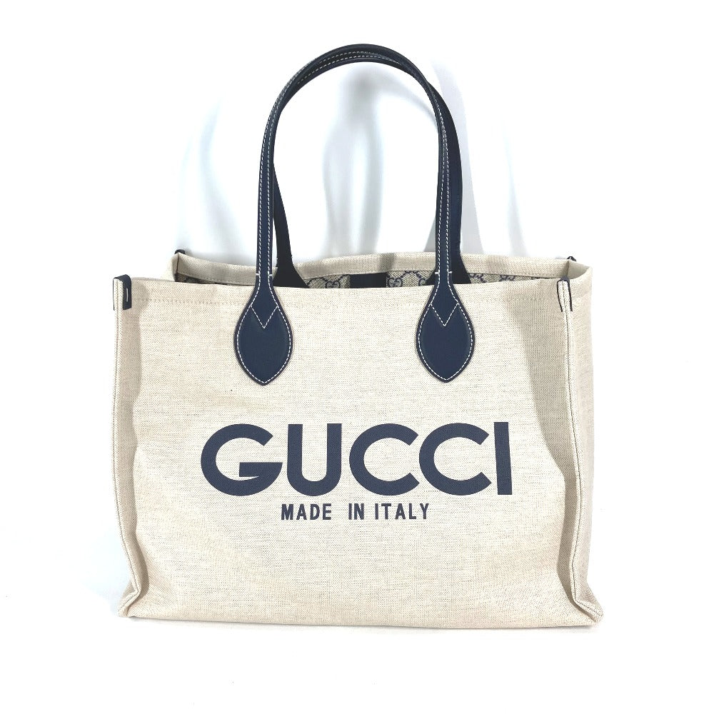 Gucci typex Japan limited JAPAN logo Leather Canvas Black Beige Tote Bag