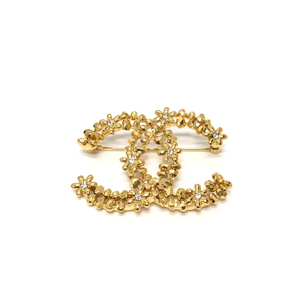 Chanel Brooch tone Gold Handbag E 8
