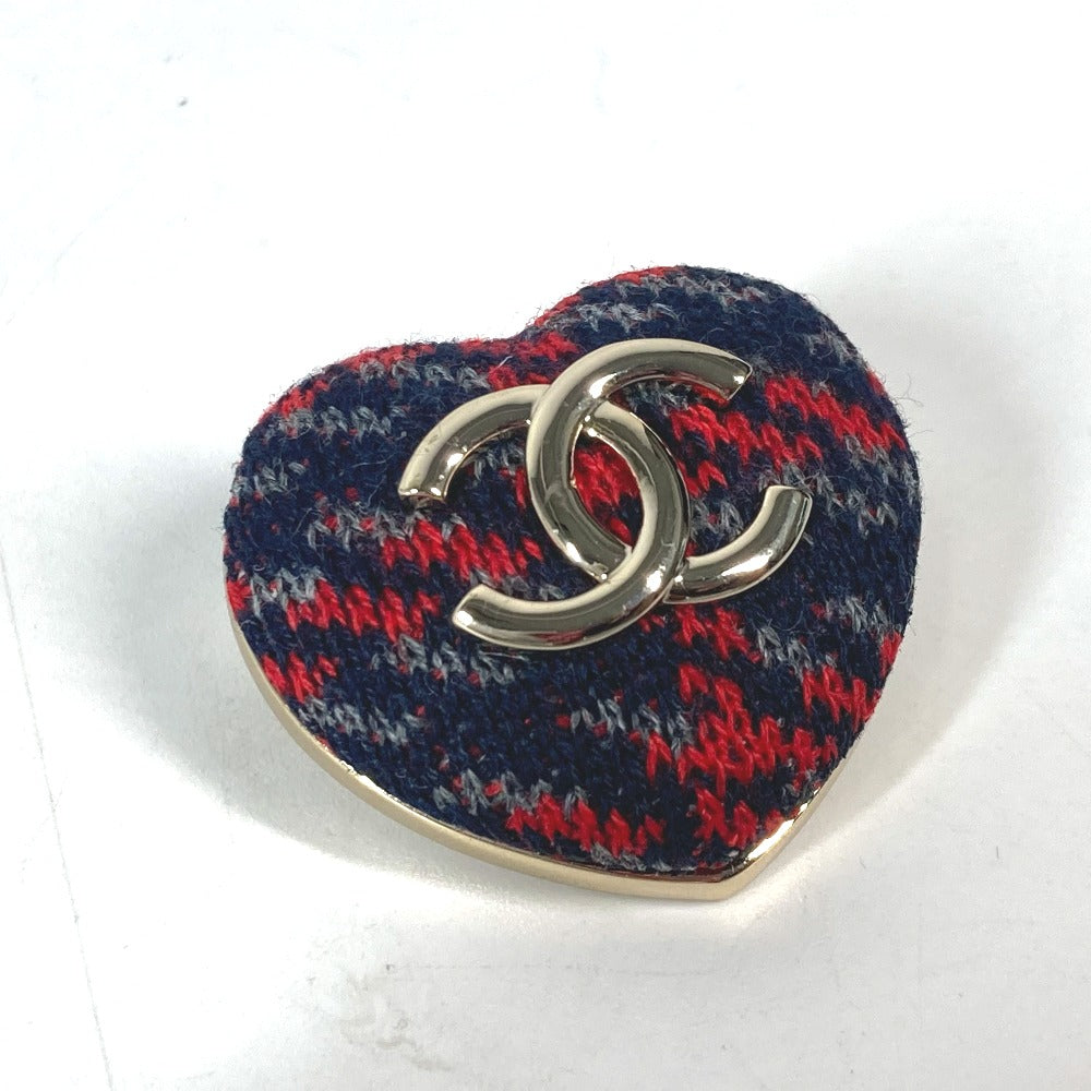 Chanel Brooch tweed Navy x B22K Heart Red Handbag