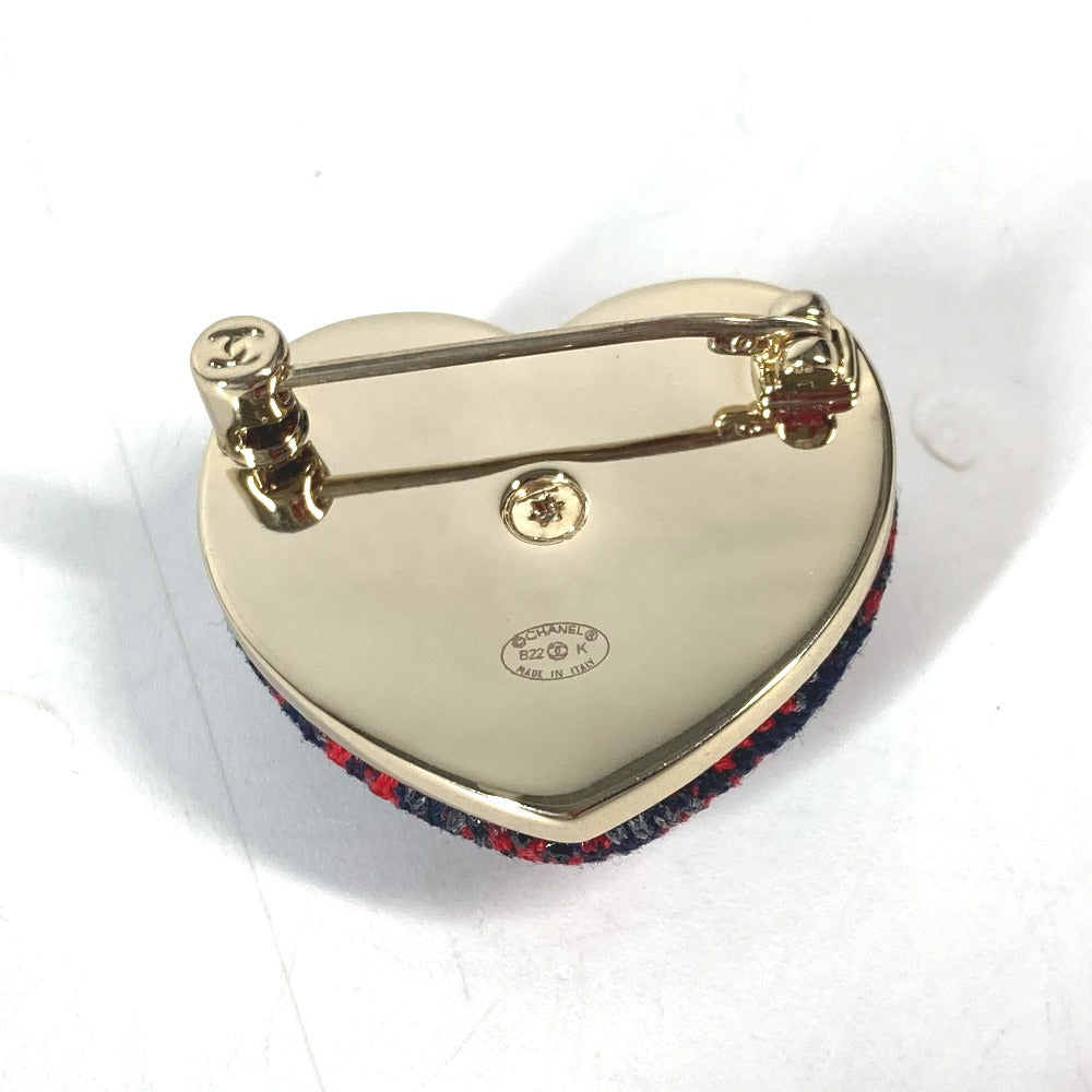 Chanel Brooch tweed Navy x B22K Heart Red Handbag