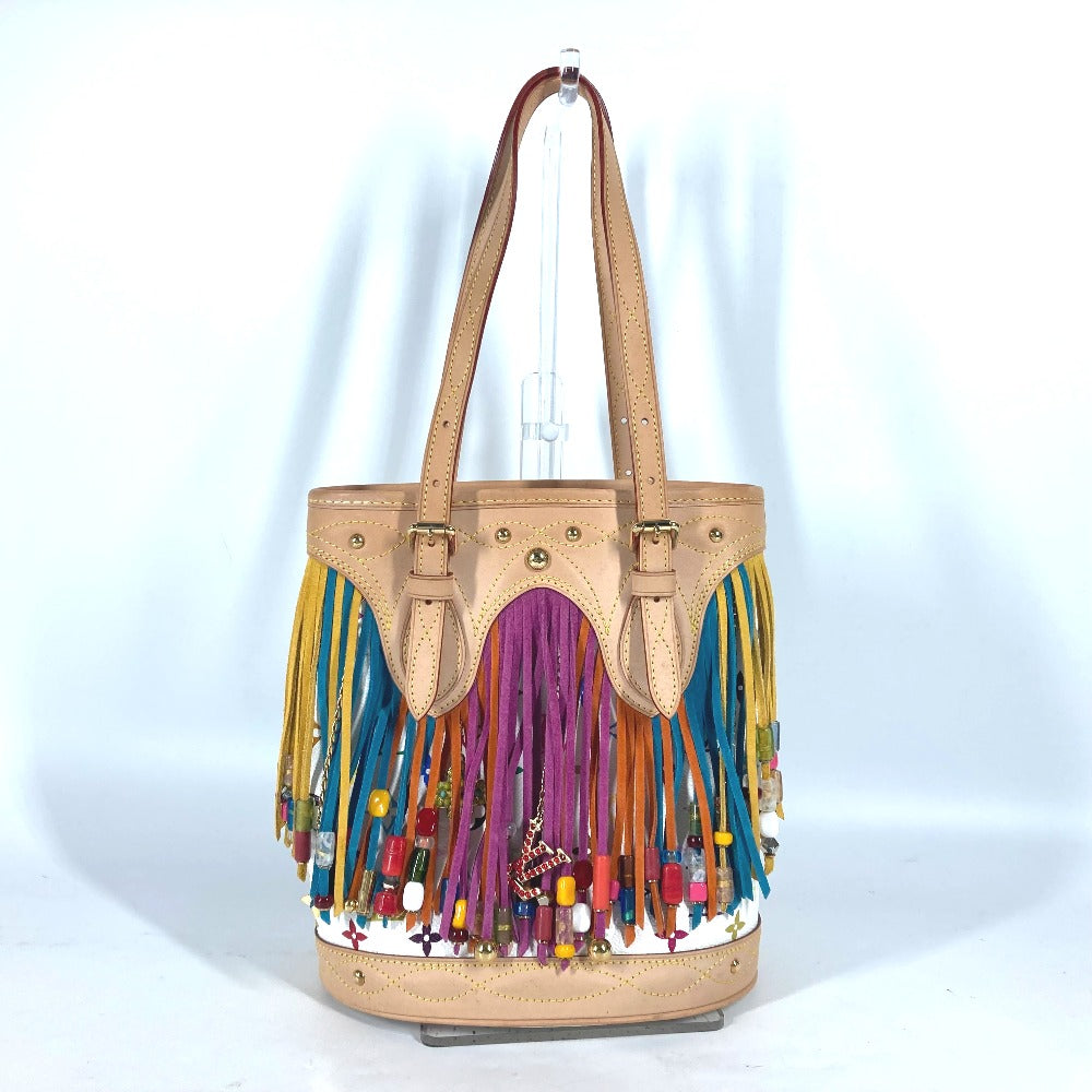 Louis Vuitton M40109 Bucket Flange Monogram Canvas White Multicolor Shoulder Bag