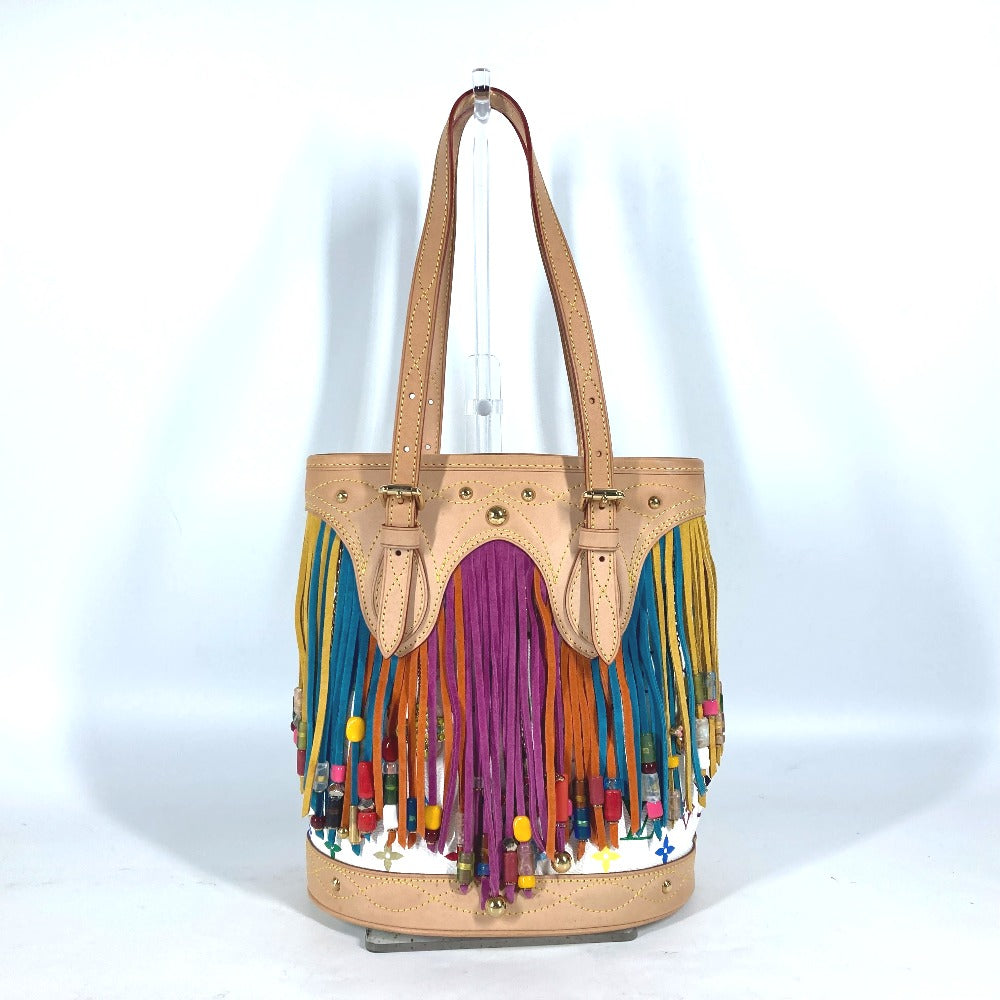 Louis Vuitton M40109 Bucket Flange Monogram Canvas White Multicolor Shoulder Bag