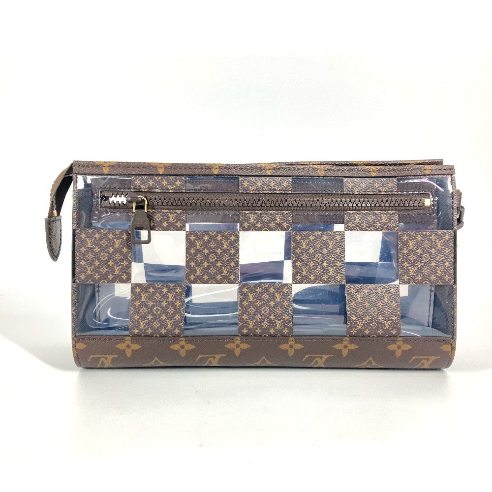 Louis Vuitton M81588 Plastics Chess Damier stand Monogram Canvas Brown Clutch Bag
