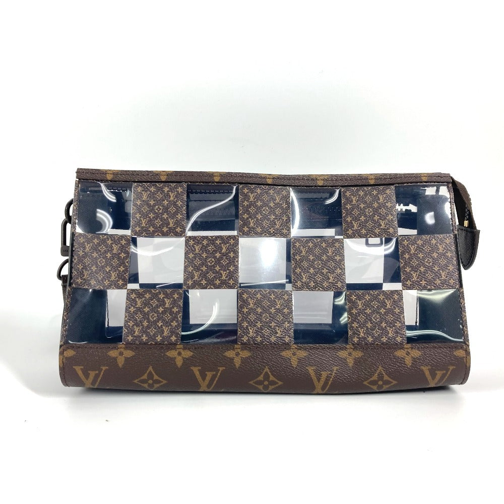Louis Vuitton M81588 Plastics Chess Damier stand Monogram Canvas Brown Clutch Bag