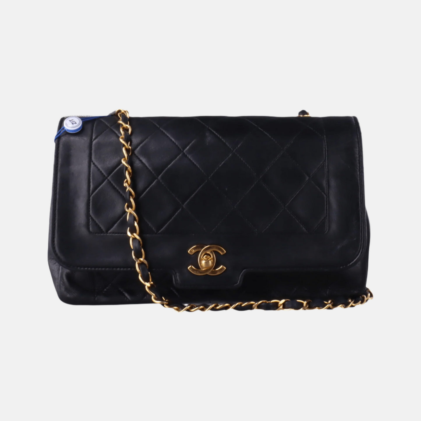 Chanel Diana CC Flap Lambskin 24k HW Black Gold Leather Shoulder Bag