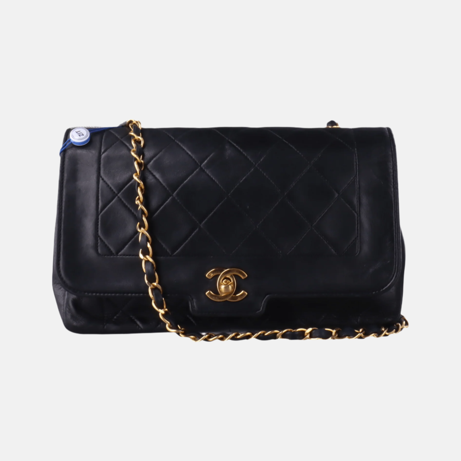 Chanel Diana CC Flap Lambskin 24k HW Black Gold Leather Shoulder Bag