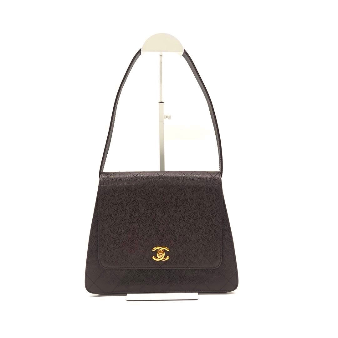 Chanel Kelly Caviar 24k Hardware Brown Gold Leather Shoulder Bag