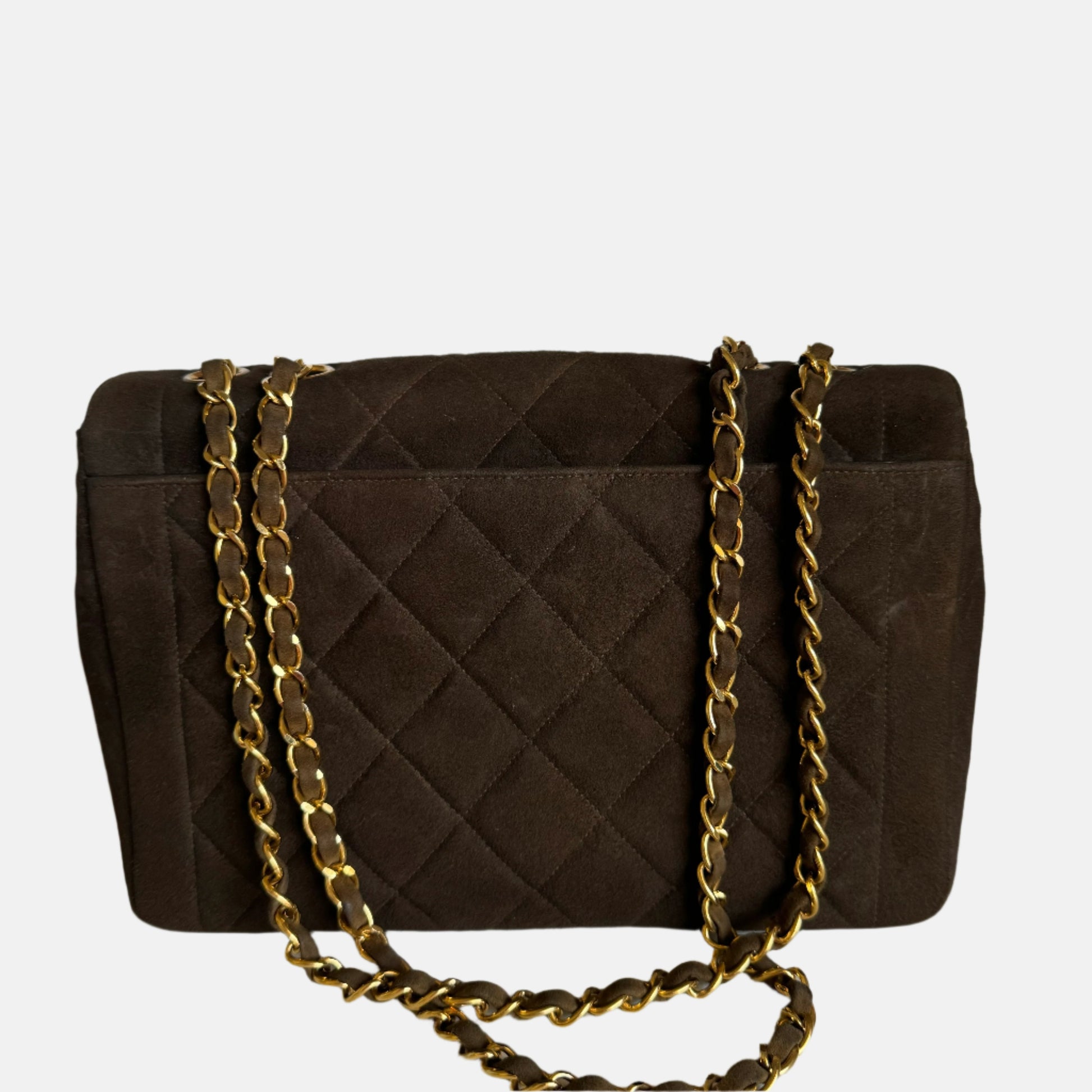 Chanel Classic Flap Suede Single Flap 24k Brown Gold Handbag