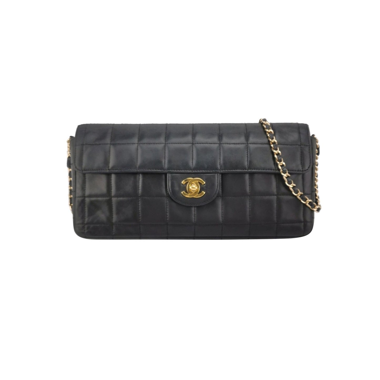 Chanel East West Chocolate Bar Black Leather Handbag Leather 1