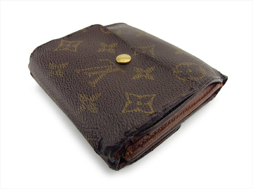 Louis Vuitton Bifold M61652 Porte Monnaie Billets Brown Beige Gold Wallet Case E16938