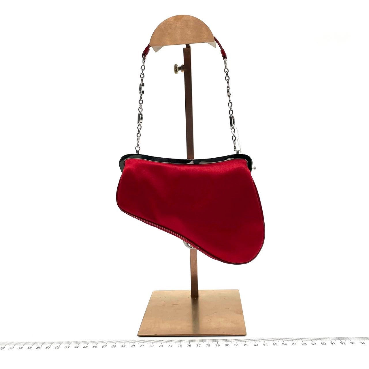Dior Saddle Classic Clutch Silk Handbag Satin Red Clutch Bag