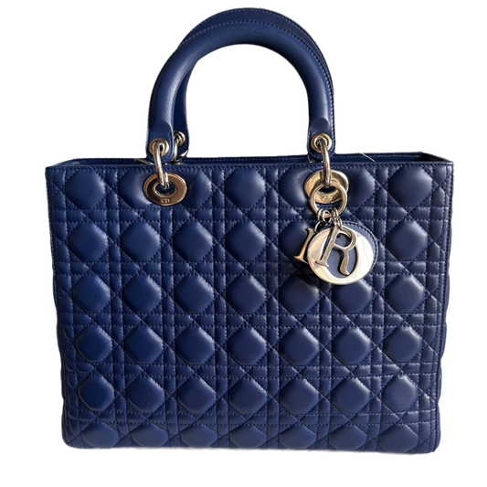 Dior Lady Bag Navy Lambskin Cannage Leather Large Travel Bag