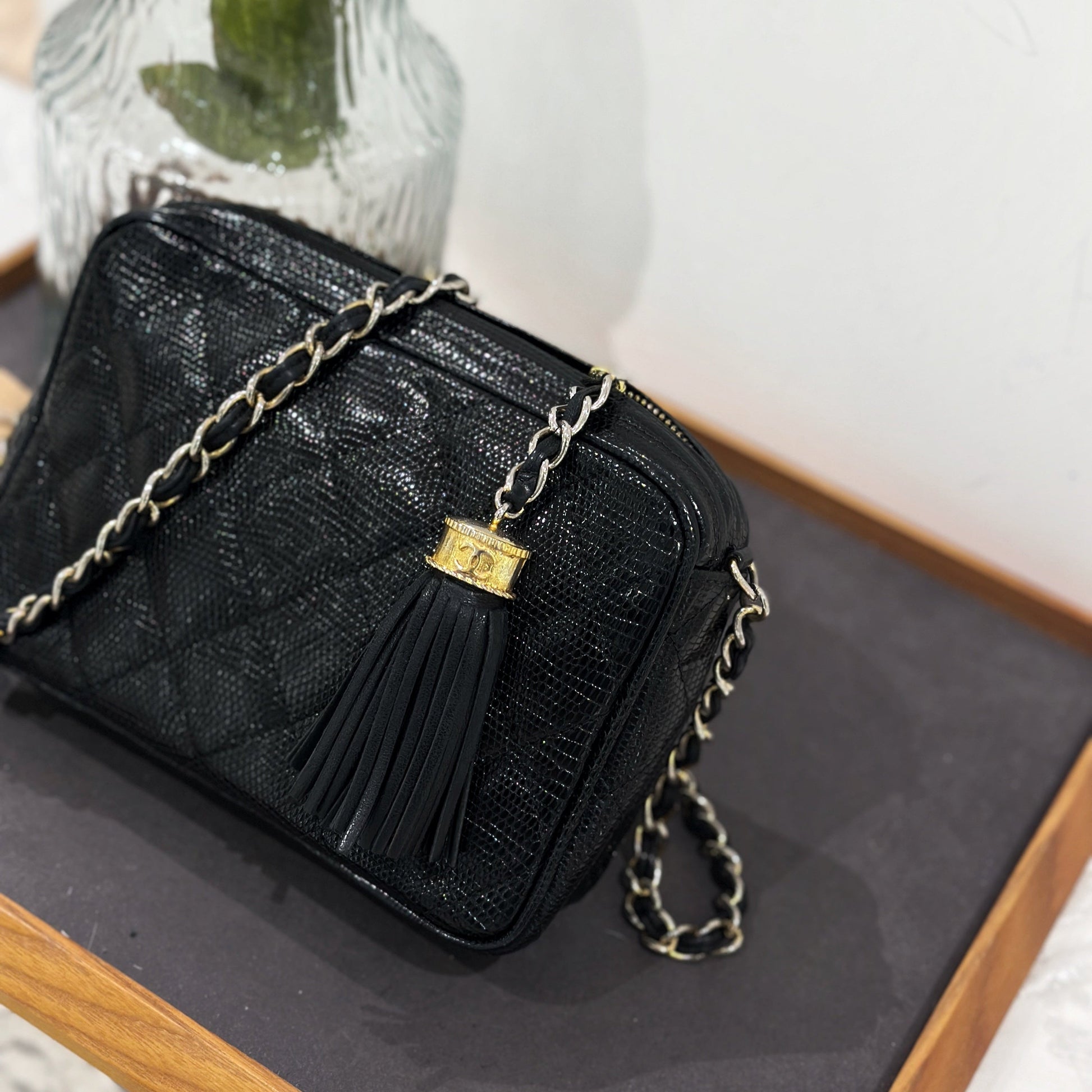 Chanel   lizard skin camera bag