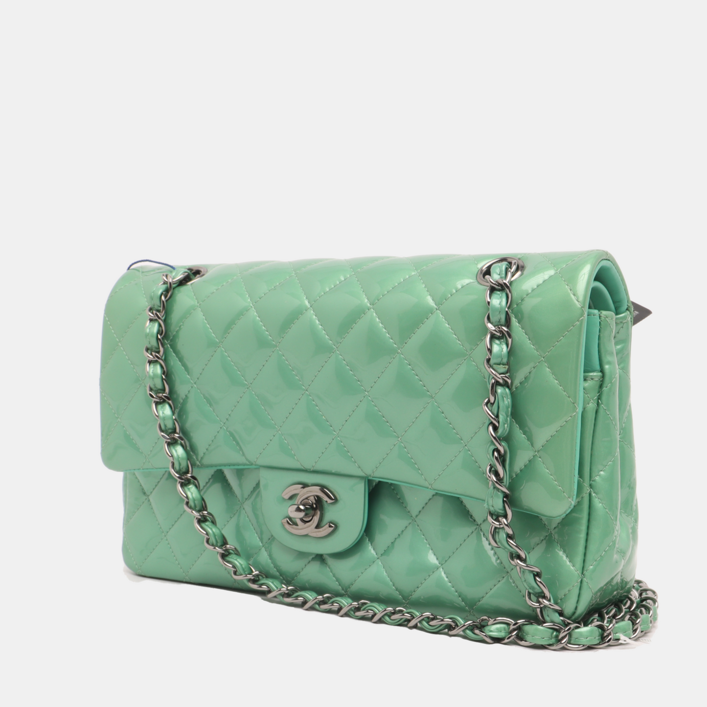 Chanel Classic Flap Mint Patent Green Leather Handbag