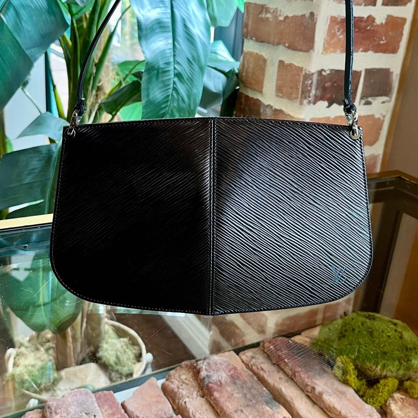 LOUIS VUITTON   Demi-Lune Black Epi Leather Shoulder Bag