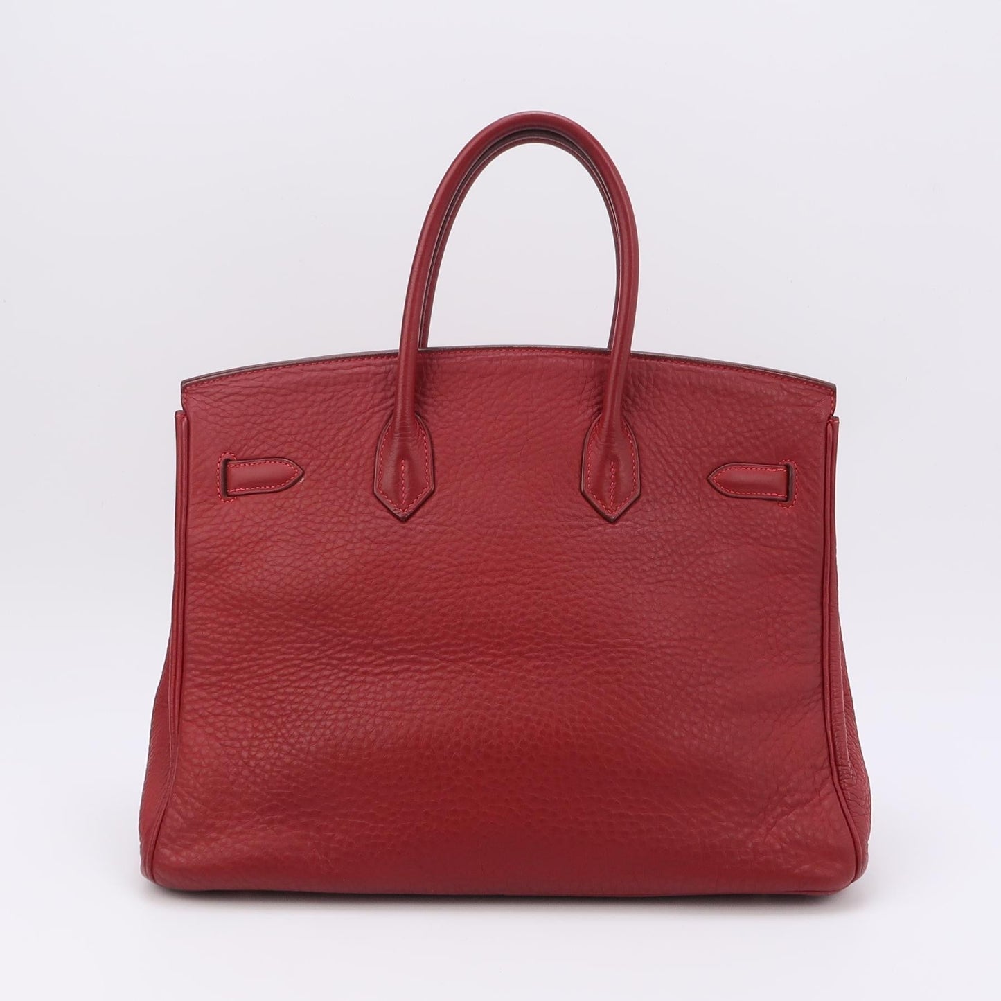 Hermes Birkin Rouge Garance Clemence Hardware Box J Leather Red Travel Bag