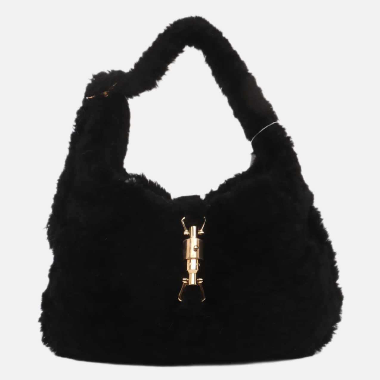 Gucci Jackie Fluffy Shearling Black Small Travel Bag