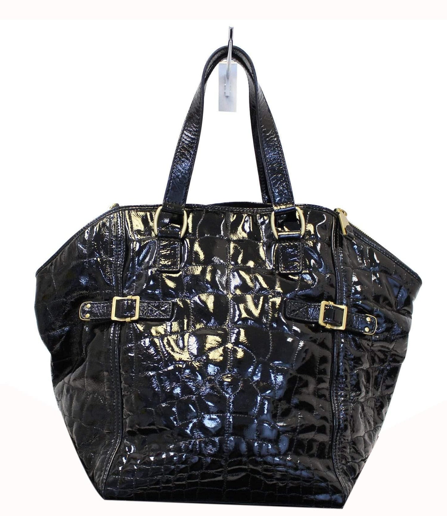 YSL Saint Laurent Yves Downtown Tote Bag Last Call Leather Patent Black