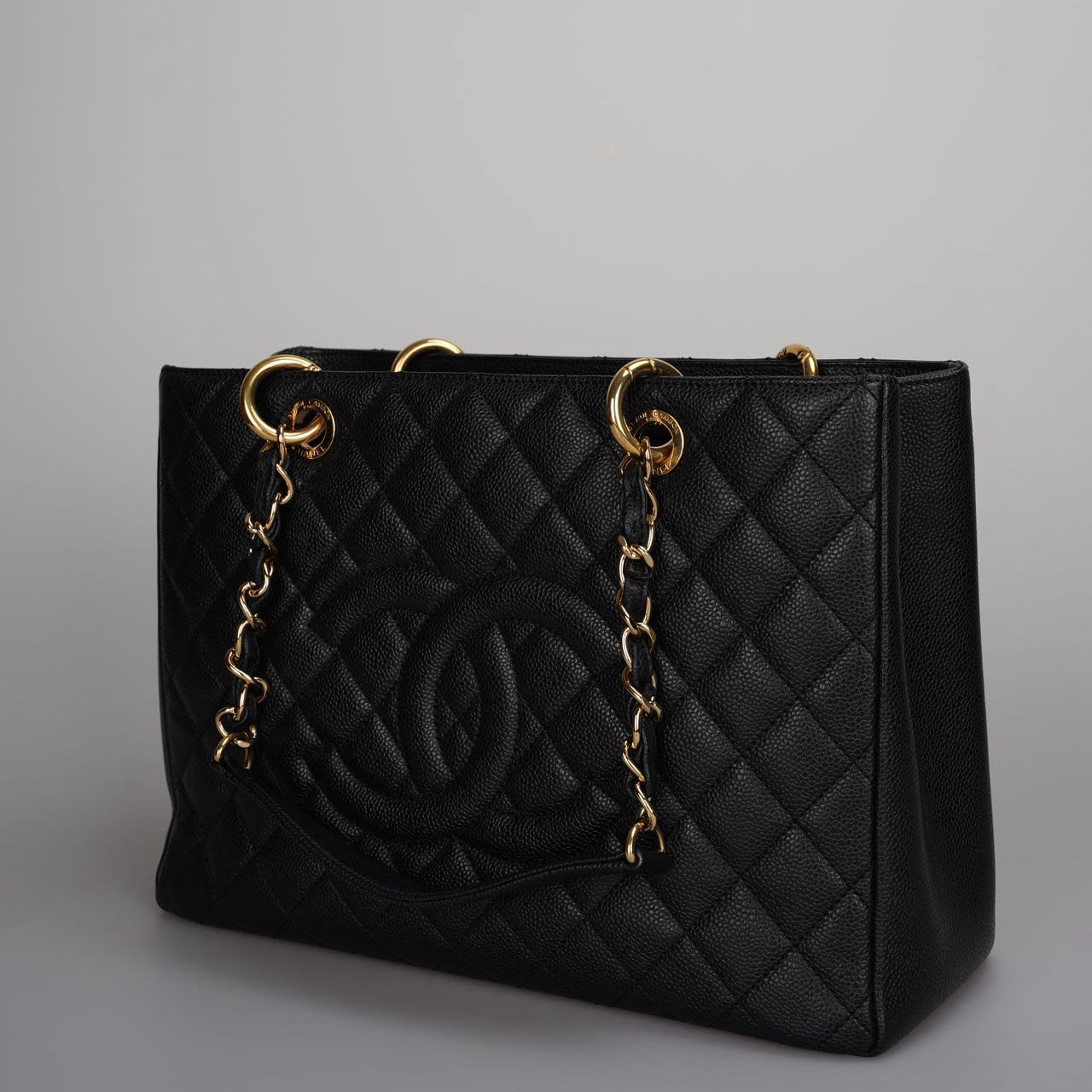 Chanel Grand Shopping Tote Black GST Bag in Caviar Leather with Gold Hardware from 2012