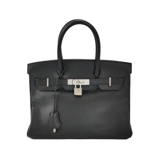 Hermes Birkin Epsom Palladium Hardware Handbag Leather Black Travel Bag