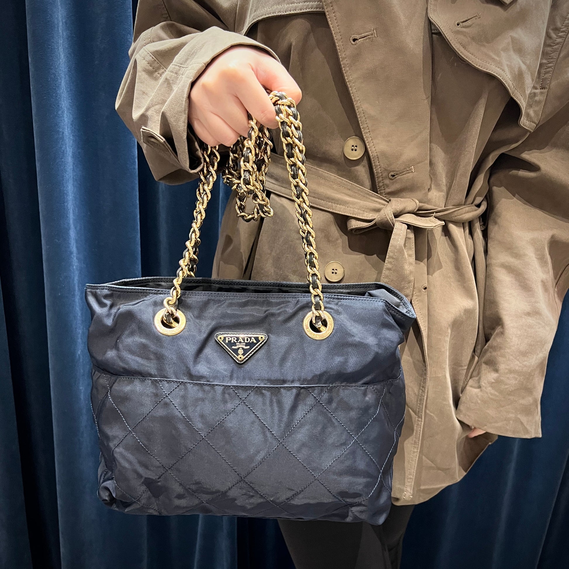 Prada Quilting Bag Tws Nylon Chain Travel Bag