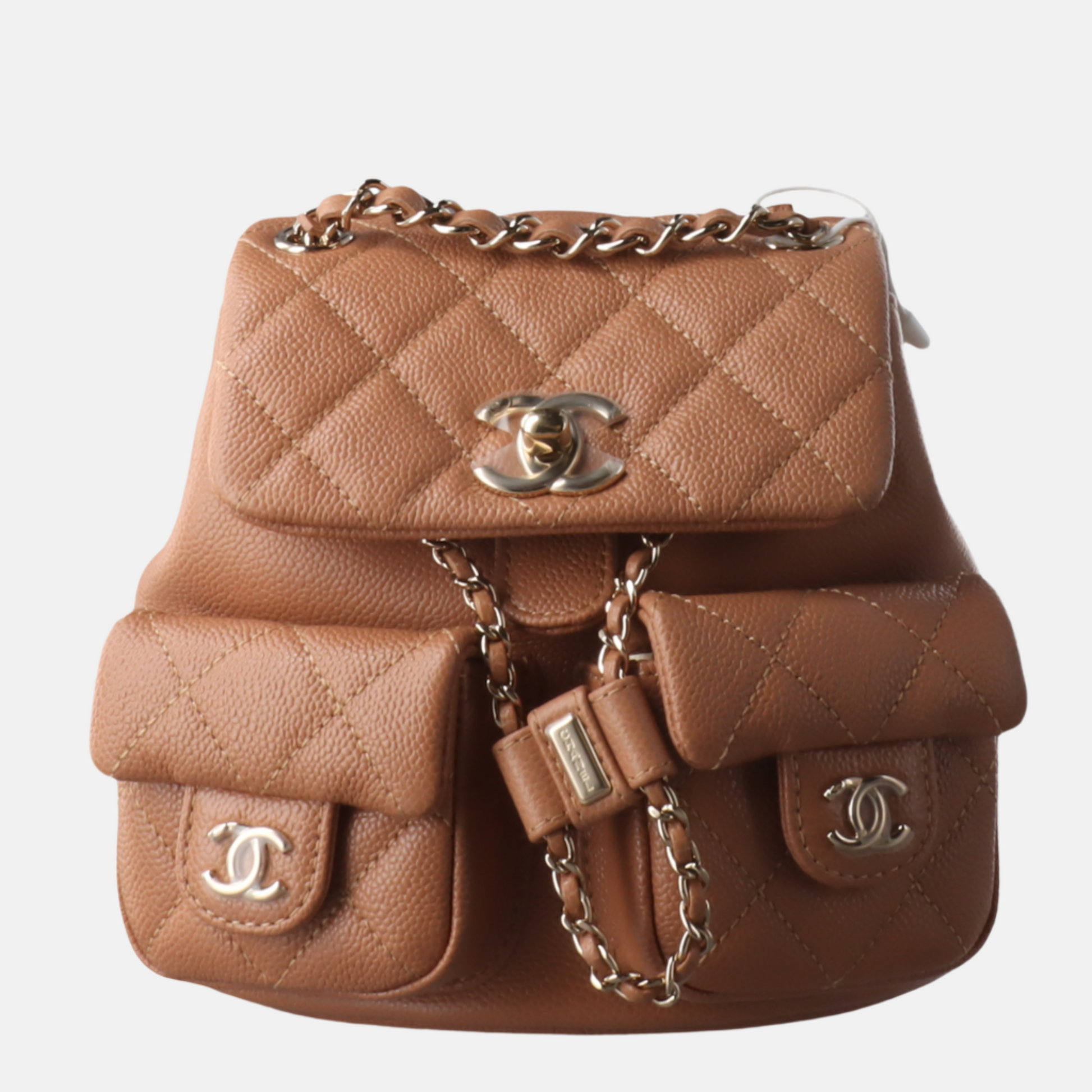 Chanel 23P Duma Backpack Caramel Tan Caviar Small Leather
