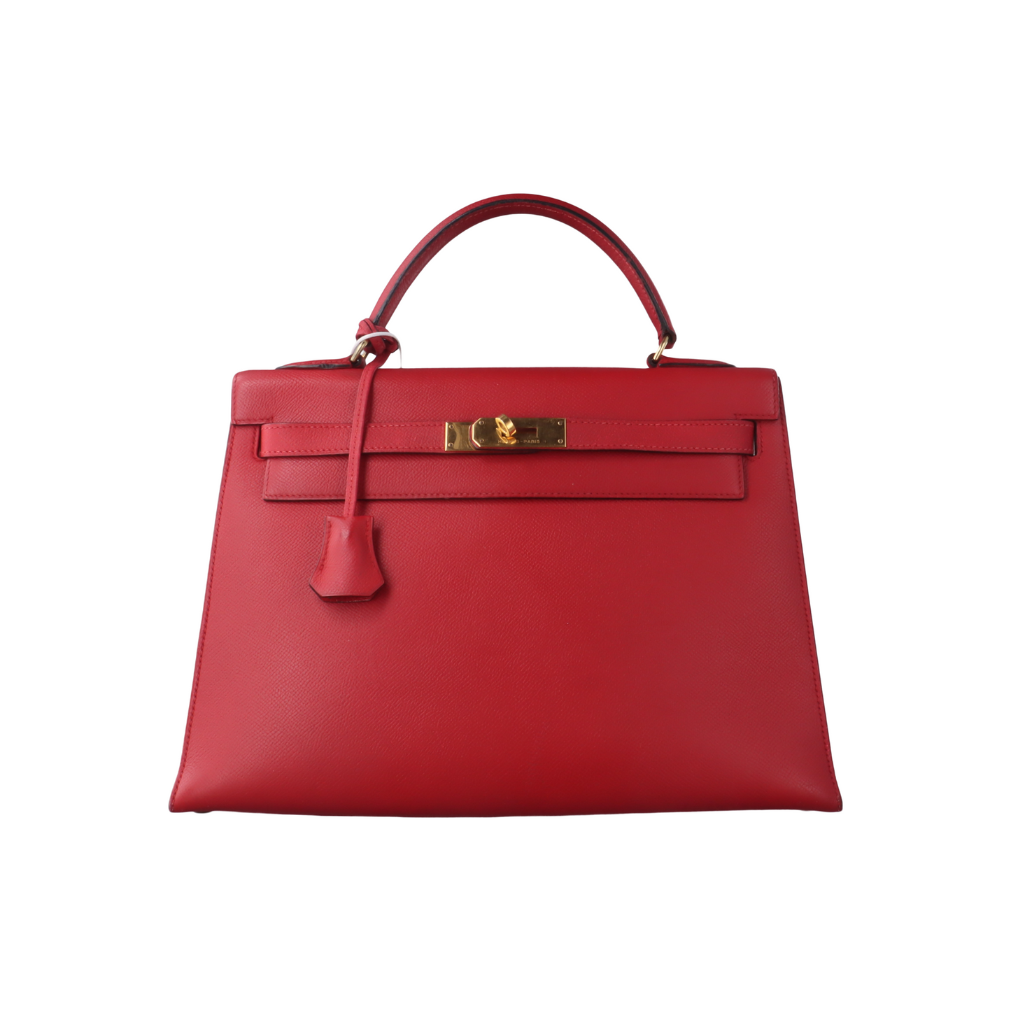 Hermes Kelly Sellier Epsom Hw Circle S Stamp Leather Red Travel Bag