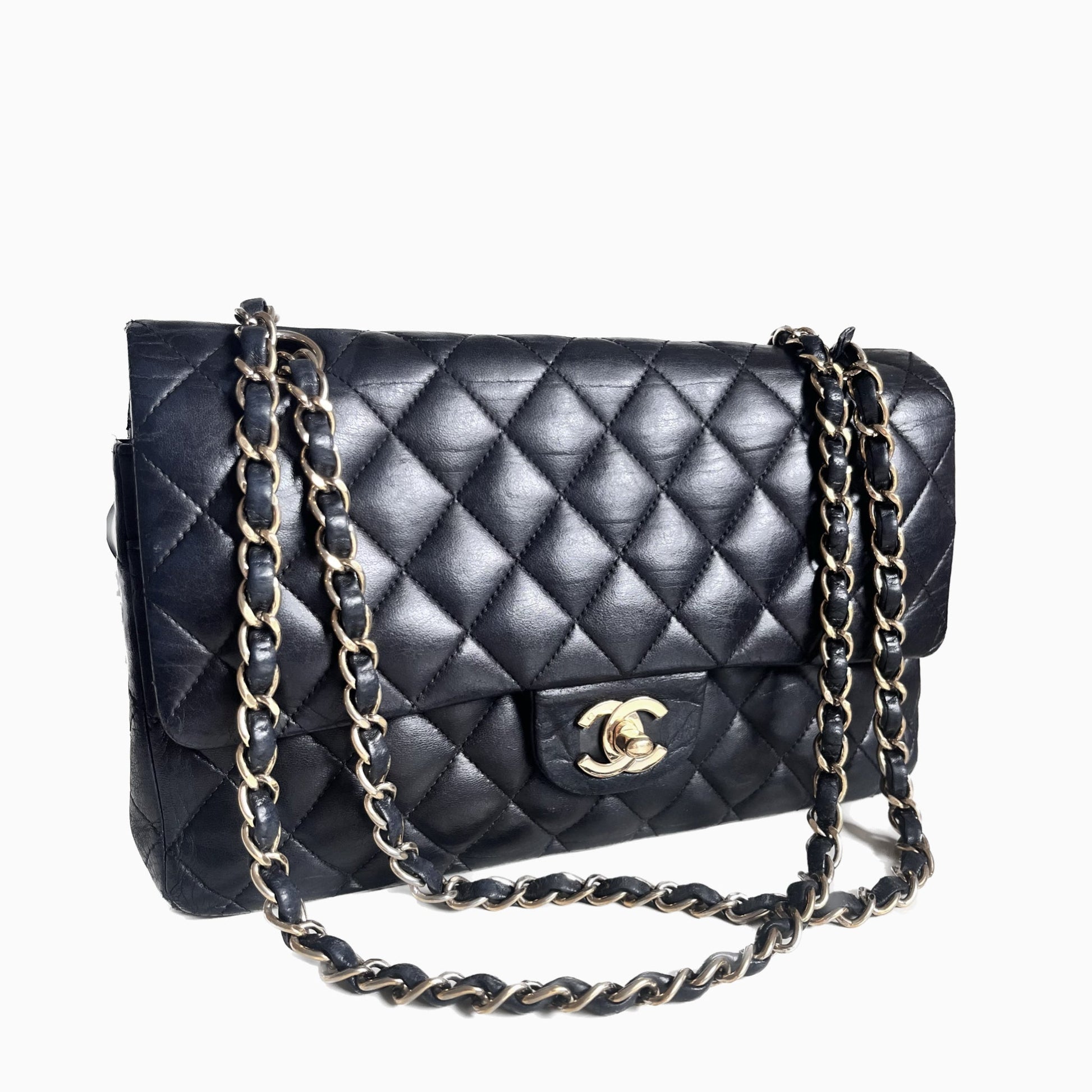 Chanel Timeless Classic Flap 24k Plated Hardware Black Gold Handbag