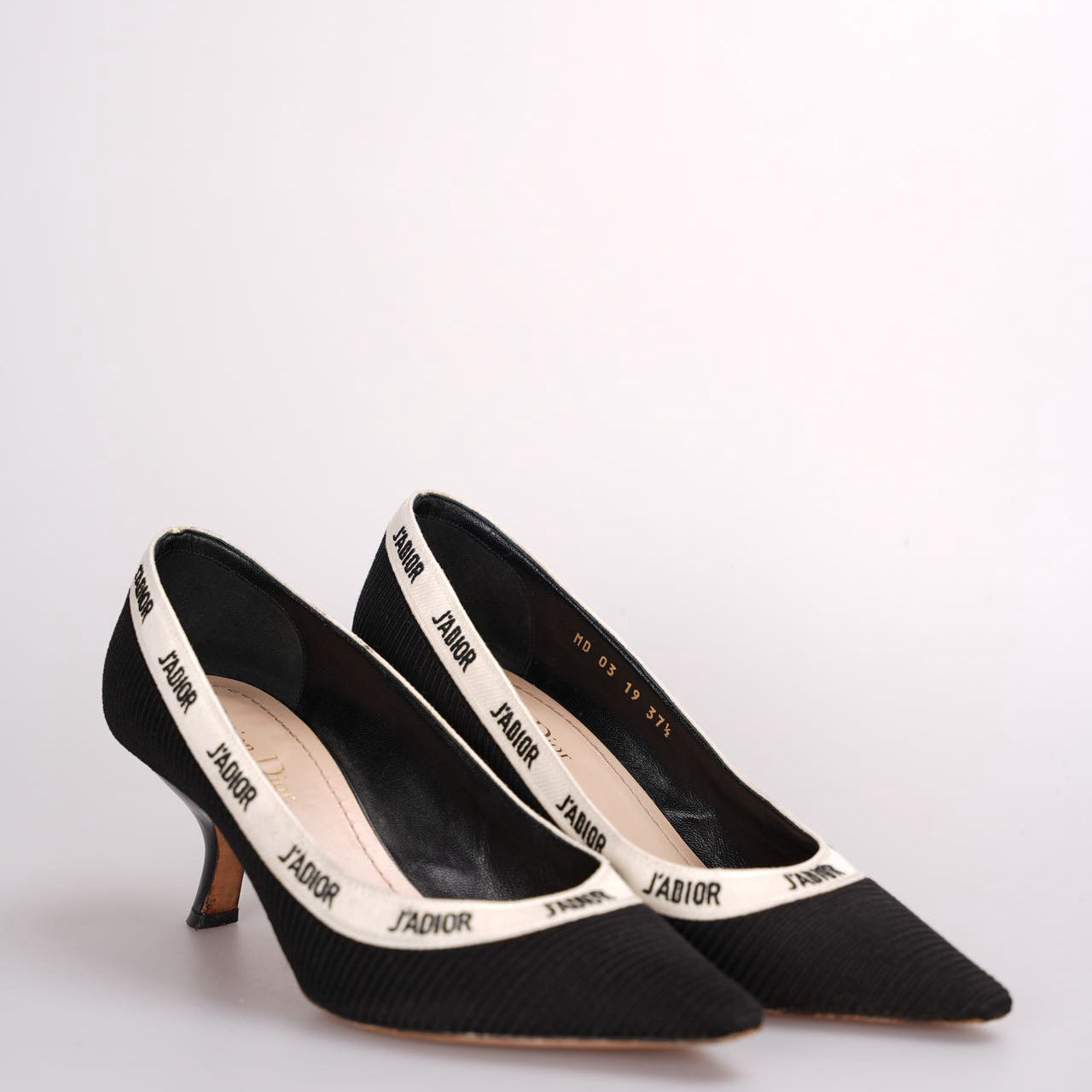 Dior Shoe Christian J'a Pumps Canvas Black Beige Shoes