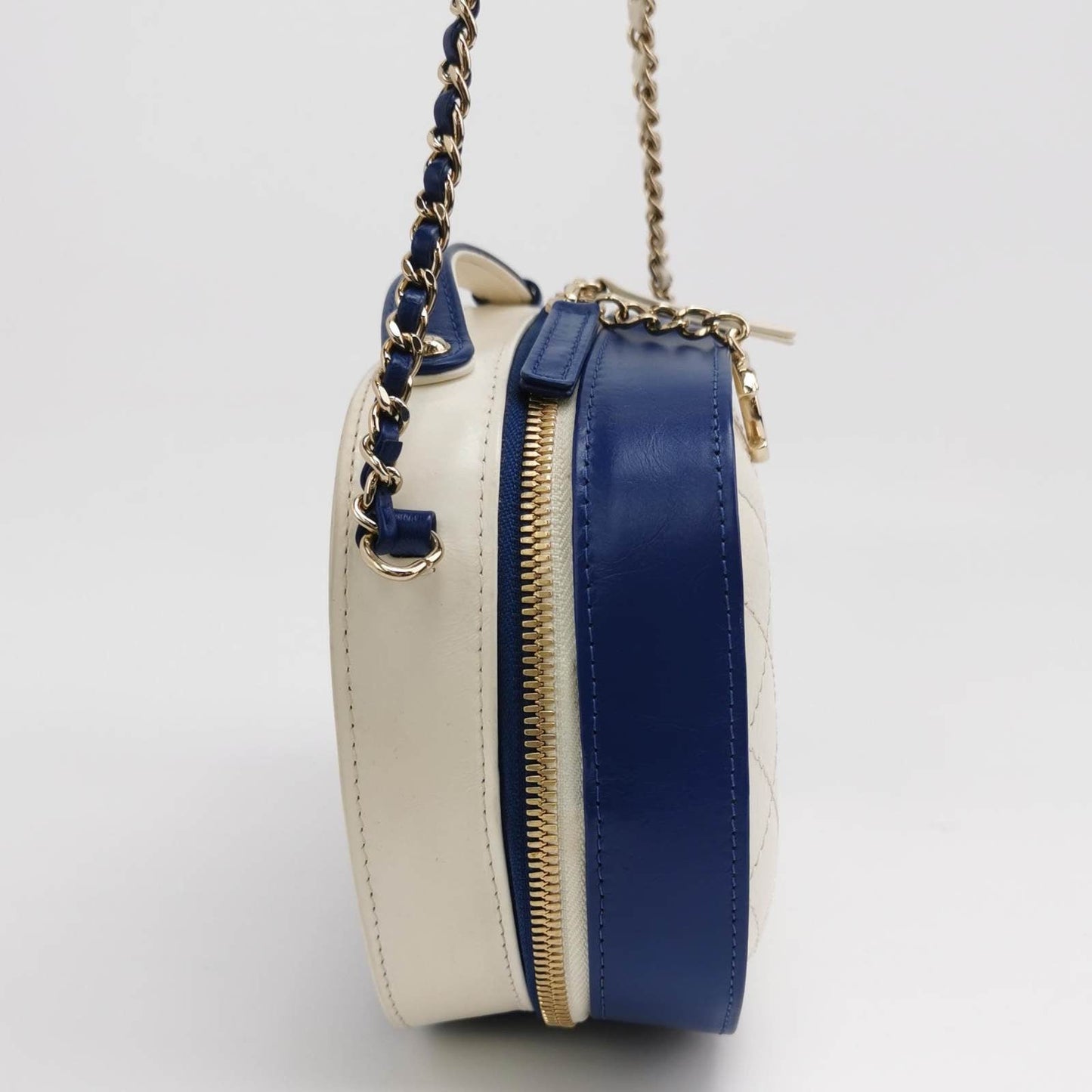 Chanel Crumpled Calfskin Vanity White Blue Small Crossbody Bag