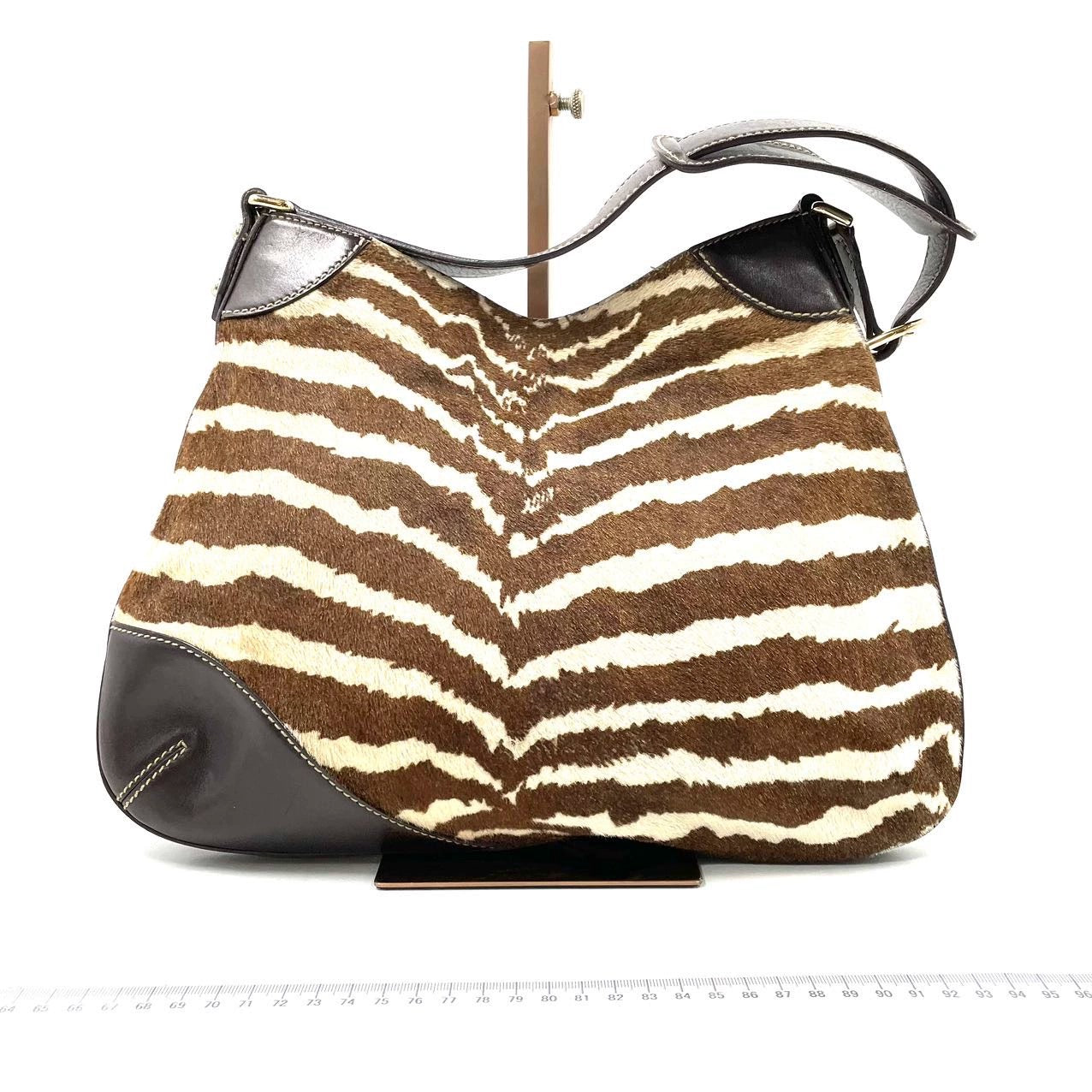 Gucci Jackie Zebra Print Pony-style Side Calfskin Travel Bag