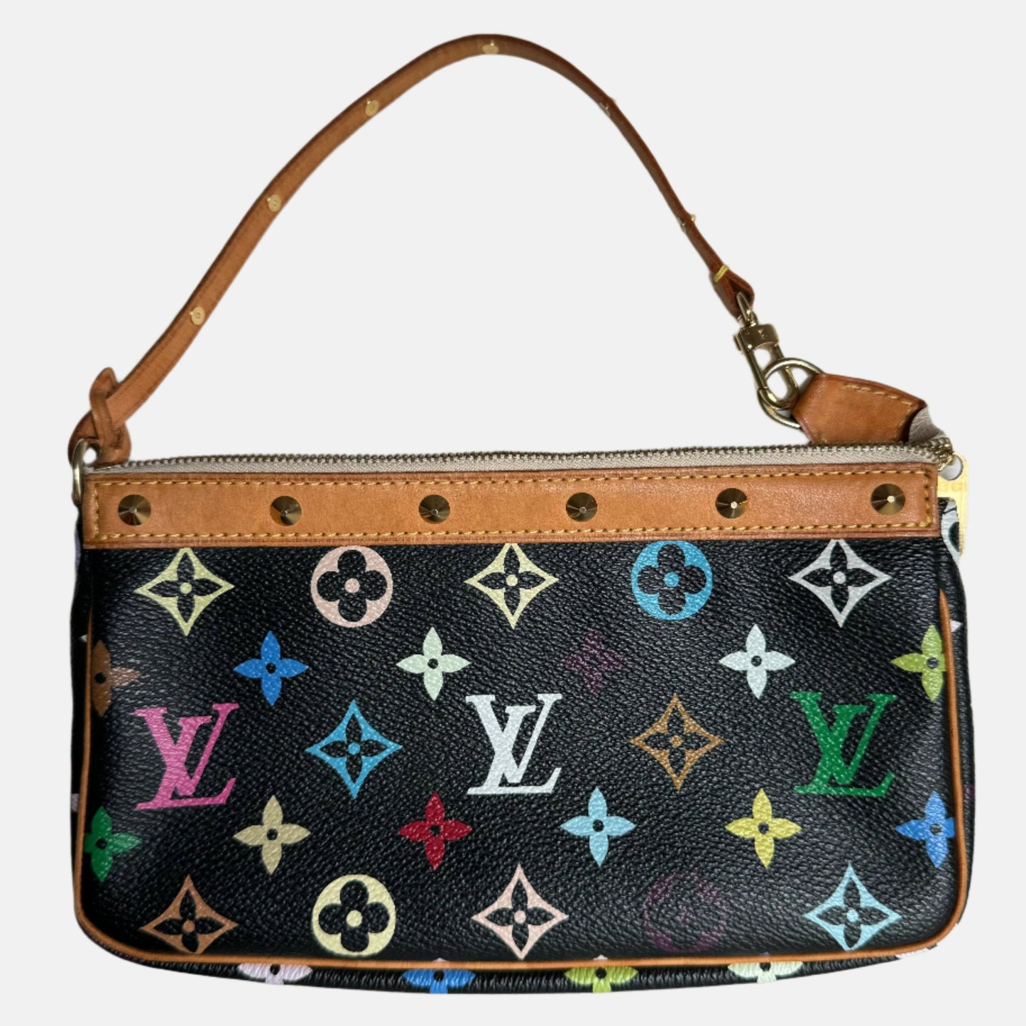 Louis Vuitton x Takashi Murakami Pochette Accessoire Black Multicolor Clutch Bag