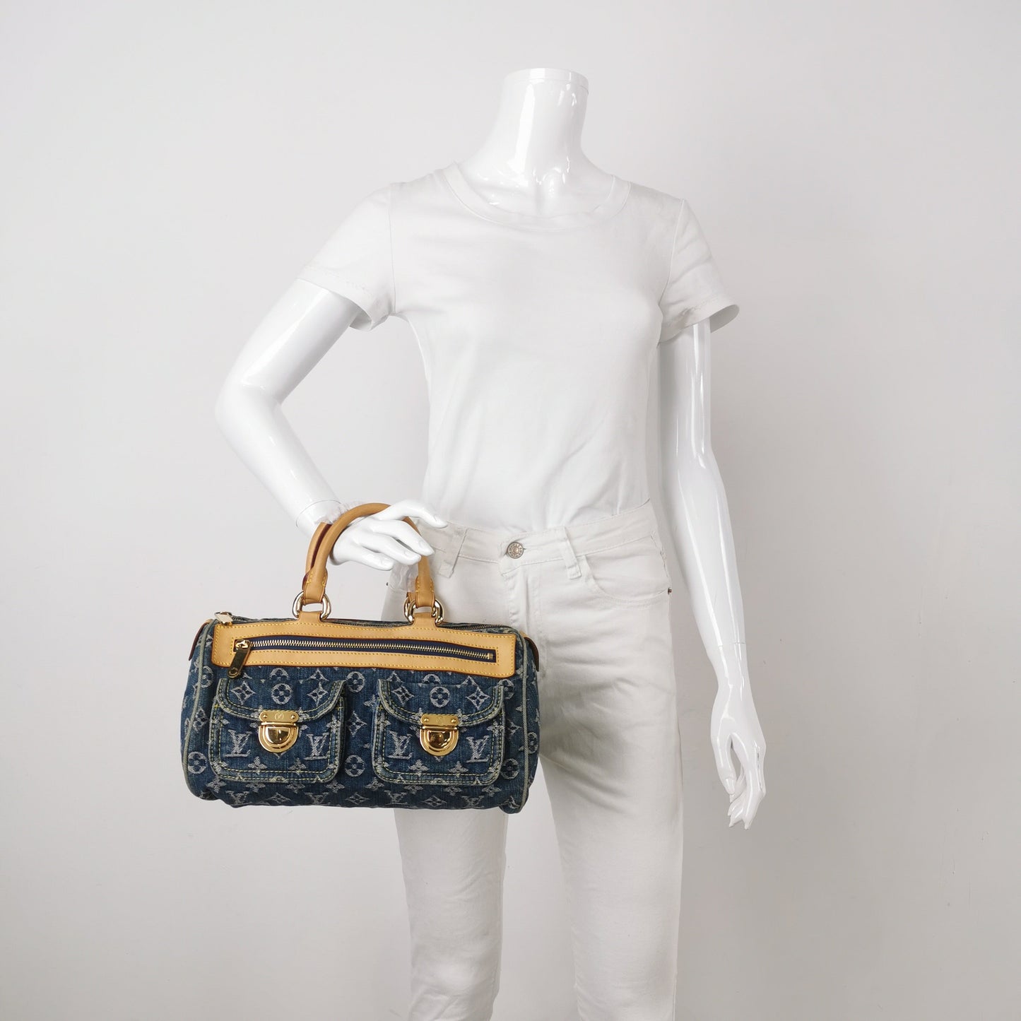 Louis Vuitton Denim Neo Speedy Boston Blue Travel Bag Bag 1