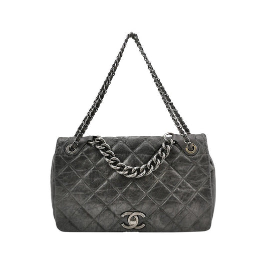 Chanel Paris Bombay Pondicherry Flap Quilted Hardware Silver Grey Shoulder Bag