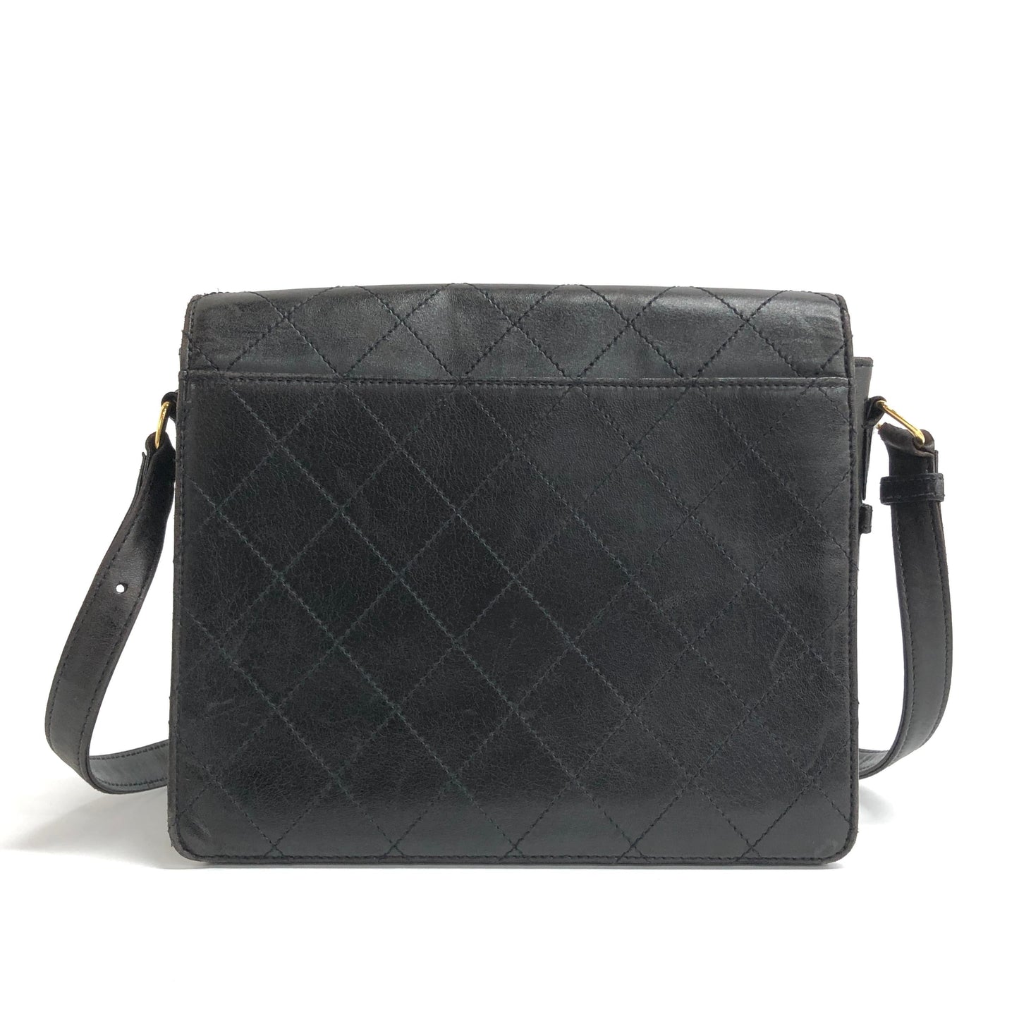 Chanel Kelly Flap Adjustable 24k Hardware Black Gold Leather Shoulder Bag