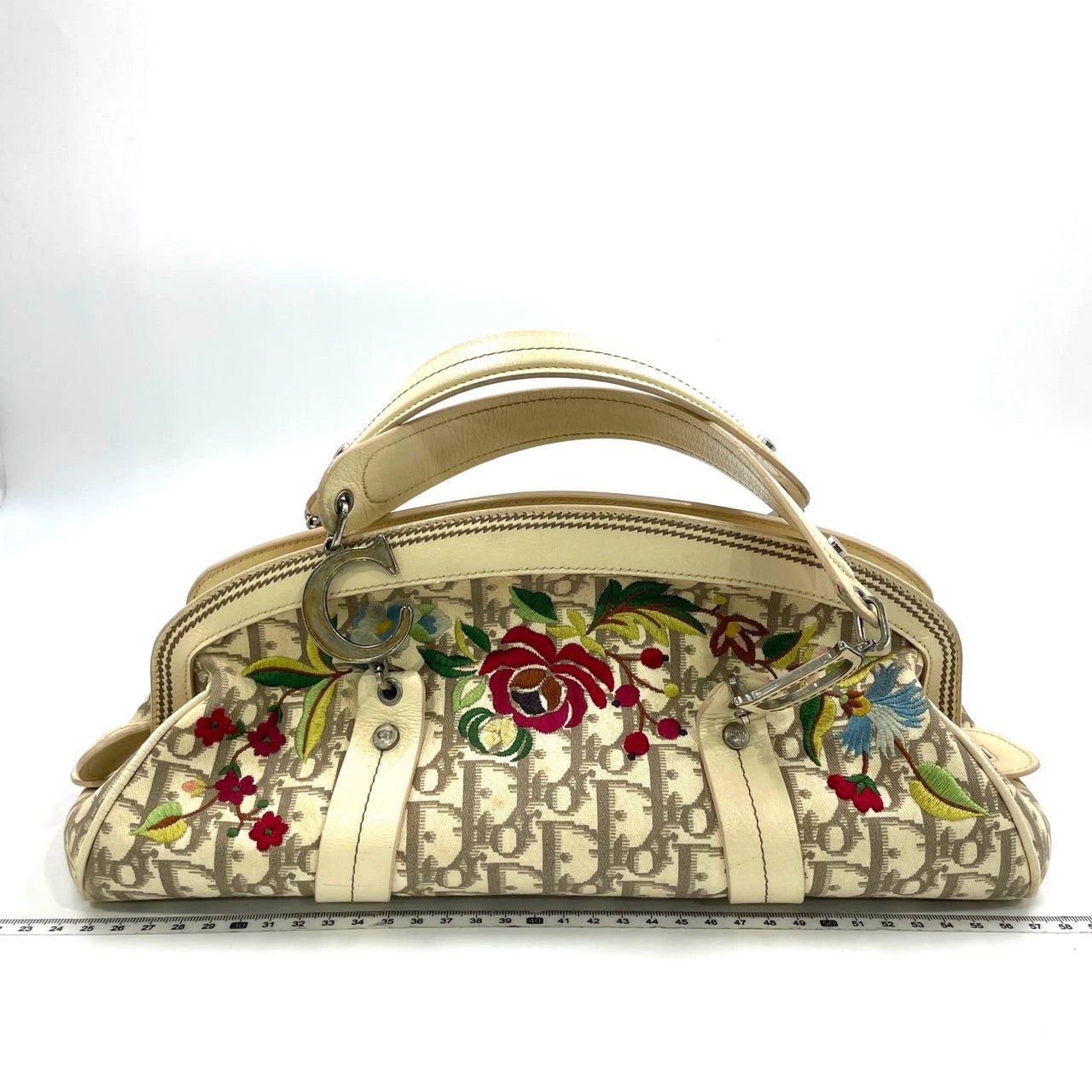 Dior Embroidered issimo Bowler Bag Top Monogram White Travel Bag