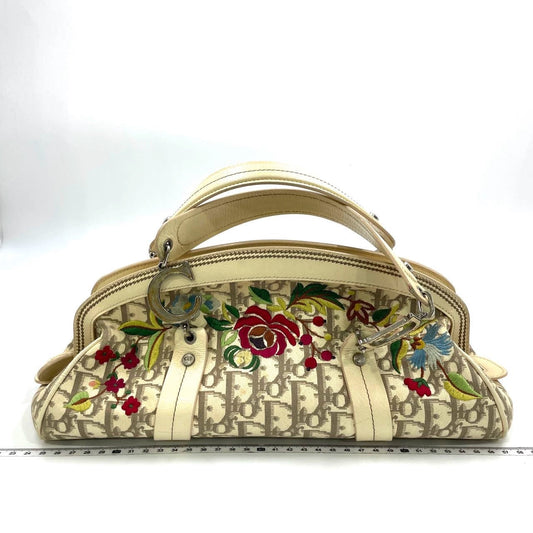 Dior Embroidered issimo Bowler Bag Top Monogram White Travel Bag